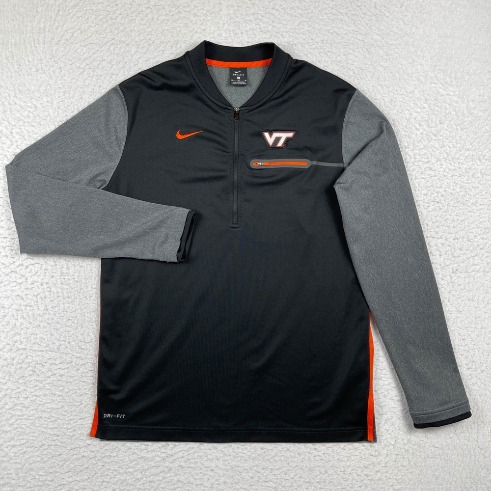 Virginia Tech Hokies Pullover Mens Medium Black Grey Dri-FITβ 1/4 Zip Training